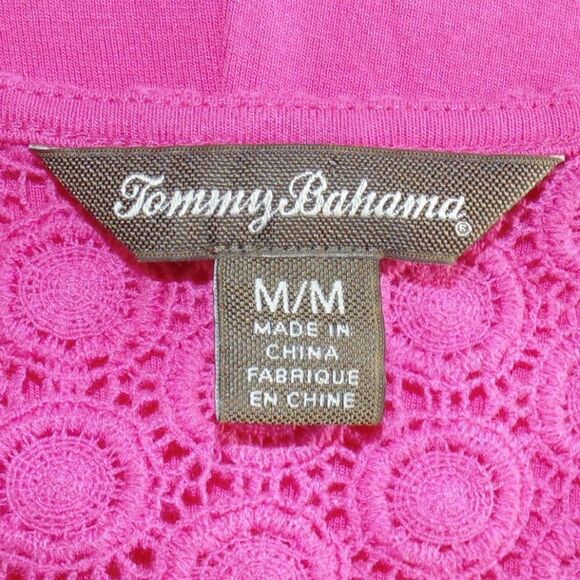 TOMMY BAHAMA Dress, M, Pink, Crochet Neck/hem, Short sleeves, Solid, Scoop neck - Picture 11 of 13